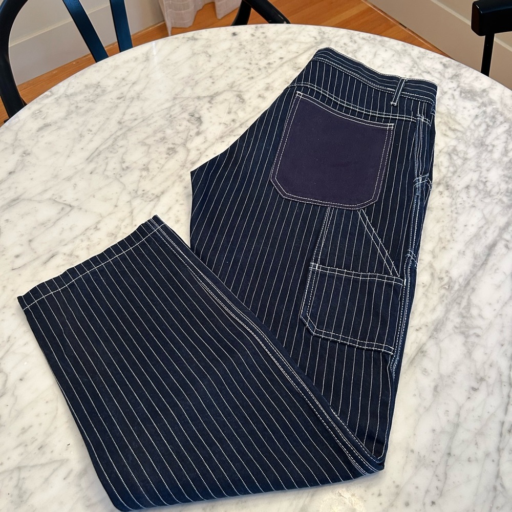 Navy Striped carpenter pants